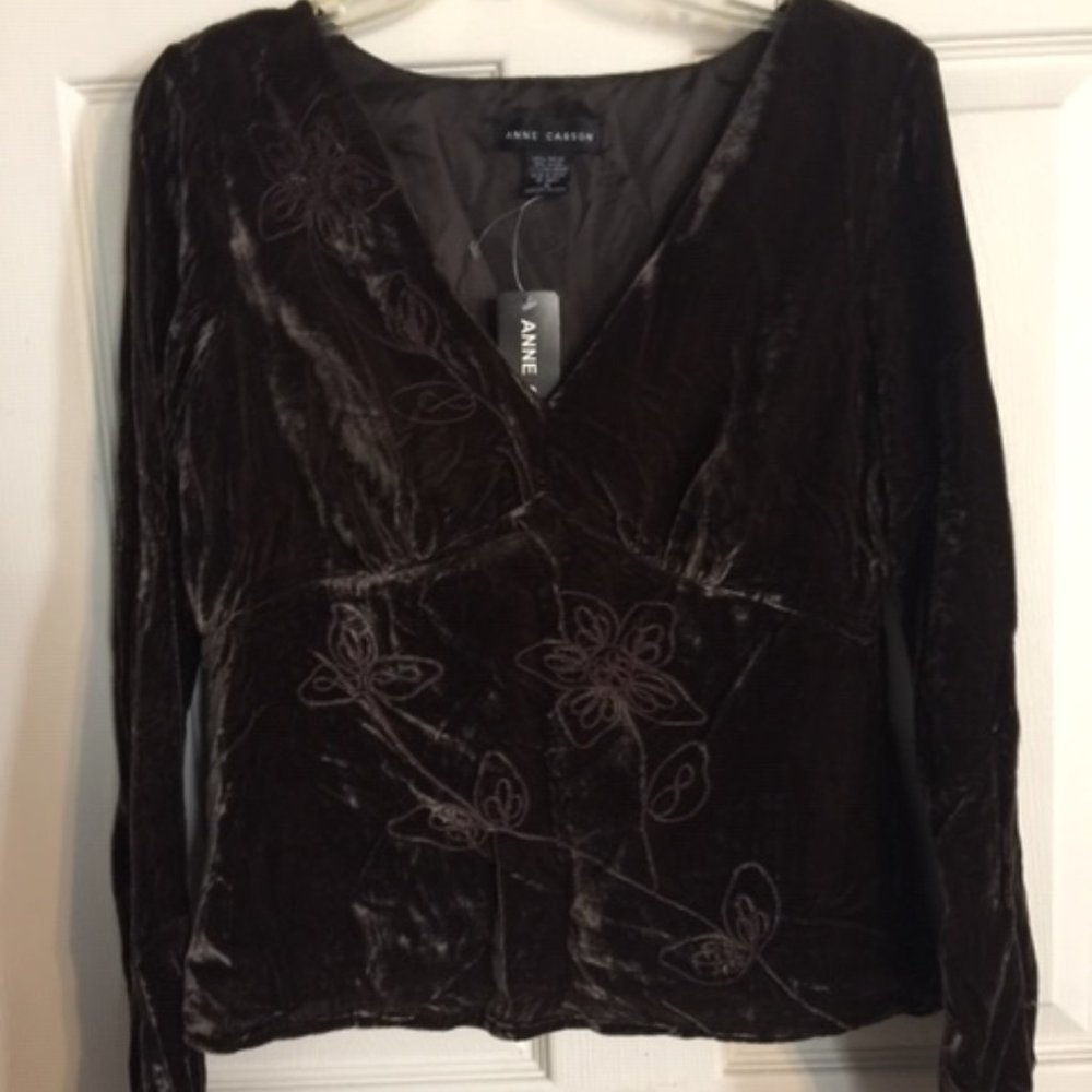 Anne Carson Velvet Shirt L/S Women's Size M